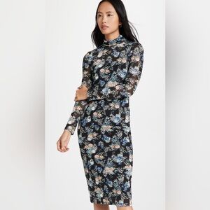 Wayf Santana Turtleneck Midi Dress XS ShopBop Floral Bodycon 90s